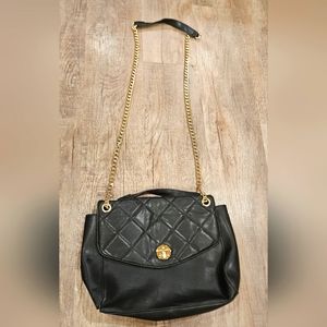 Bandalino Black Pleather Quilted Crossboy Goldtone Accents Double Chain Retai$58